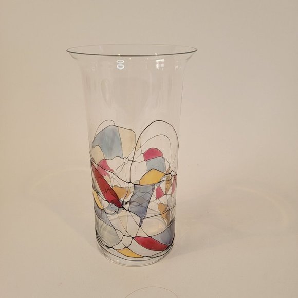 PartyLite Retired Mosaic Calypso Cylinder Hurricane Shade-Stained Glass - Picture 3 of 8